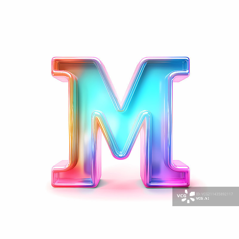 【AI数字艺术】字母M玻璃质感3D立体元素图片素材