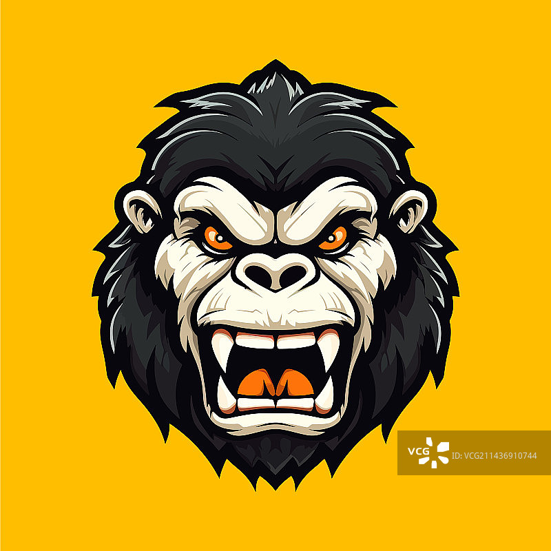 一个愤怒的猴子头的标志设计在图片素材