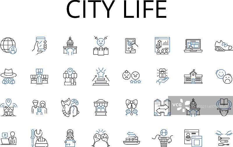 城市生活线图标收集农村生活大图片素材