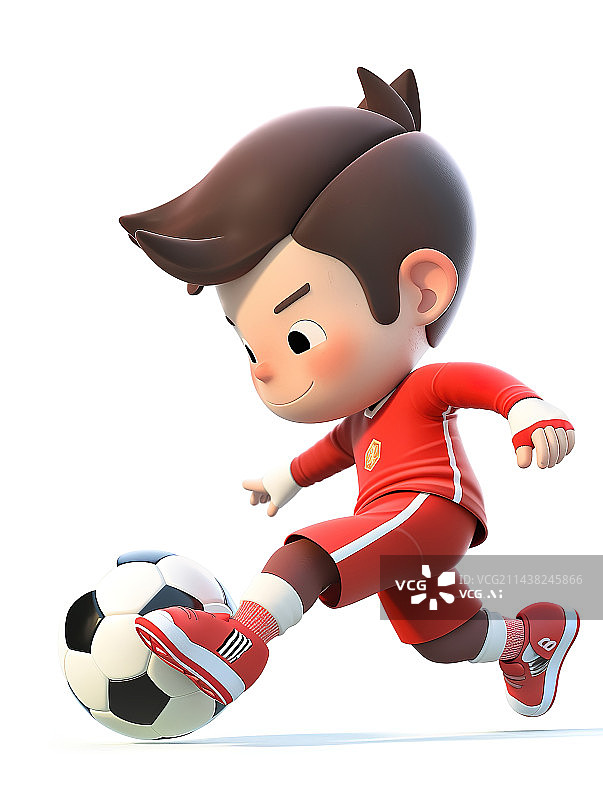 【AI数字艺术】踢足球的男孩3d插画图片素材