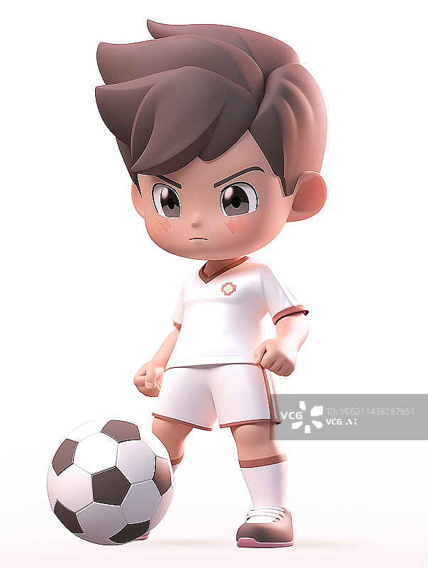 【AI数字艺术】踢足球的男孩3d插画图片素材