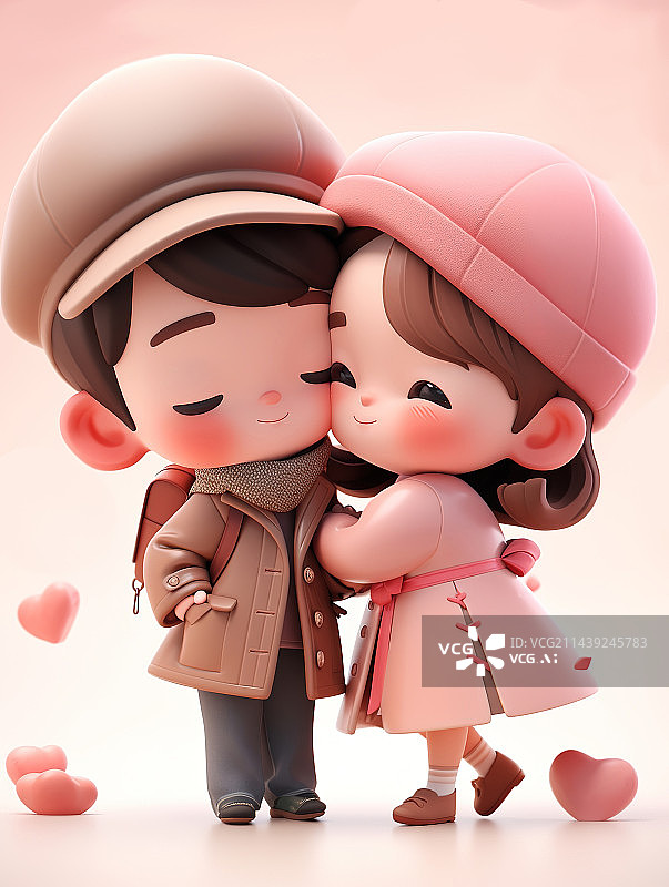 【AI数字艺术】甜蜜的小情侣3d插画图片素材
