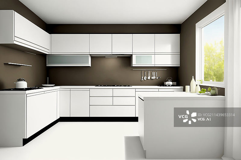【AI数字艺术】简约厨房空间图片素材