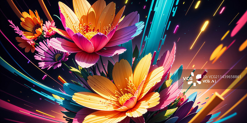【AI数字艺术】抽象花卉彩绘背景图片素材