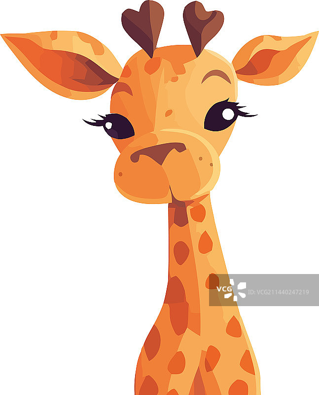 可爱的长颈鹿站在大自然中开心地微笑图片素材