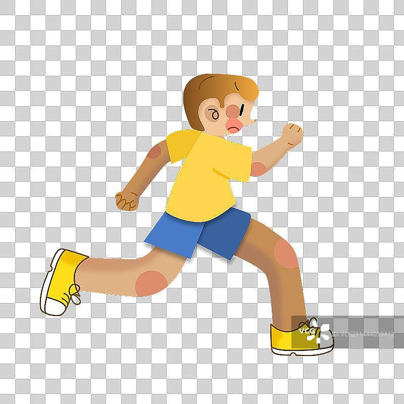 黄衣服奔跑的男孩图片素材