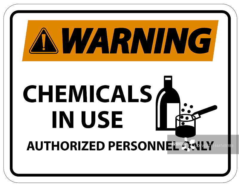 警告使用中的化学物质的标志为白色图片素材