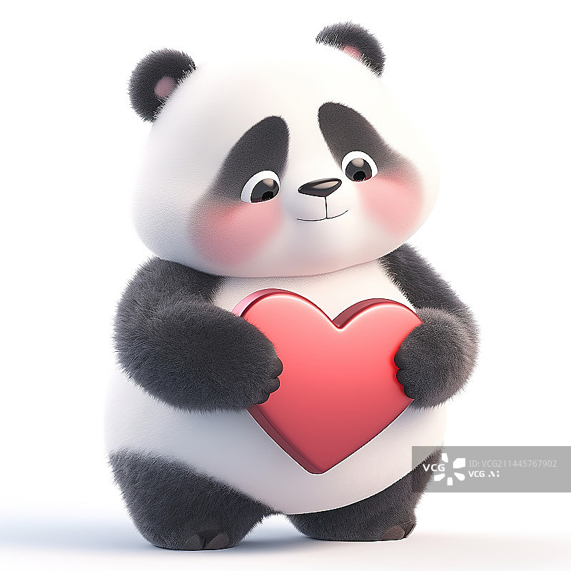 【AI数字艺术】抱着爱心的熊猫3d插画图片素材