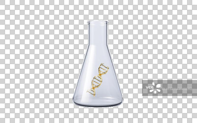锥形瓶与DNA结构3D渲染图片素材