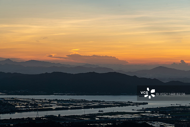 夕阳下的西江自然风光图片素材