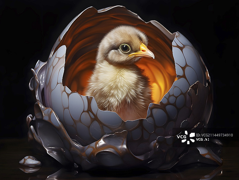 【AI数字艺术】小鸡出壳图片素材