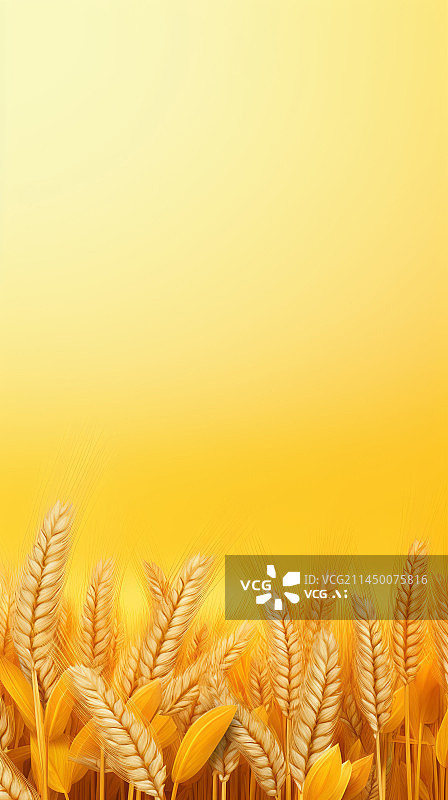 【AI数字艺术】丰收麦田金色小麦插图背景图片素材