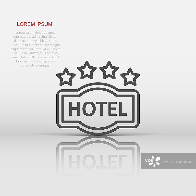 酒店4星标志图标在扁平式客栈上图片素材