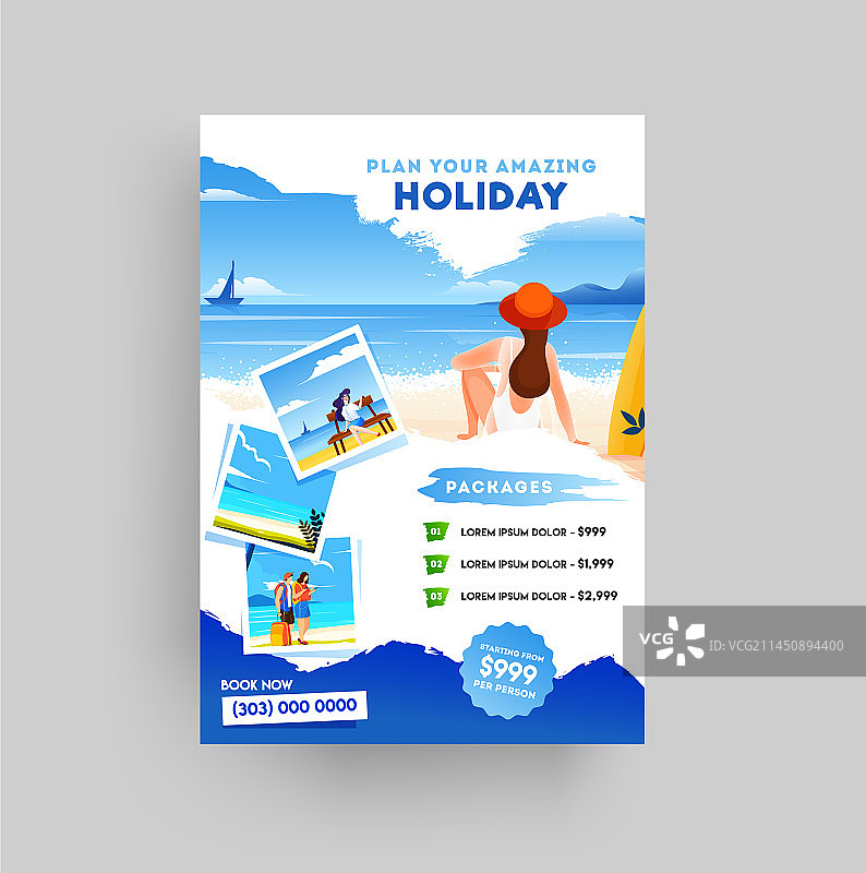 暑假旅游和旅游传单模板图片素材