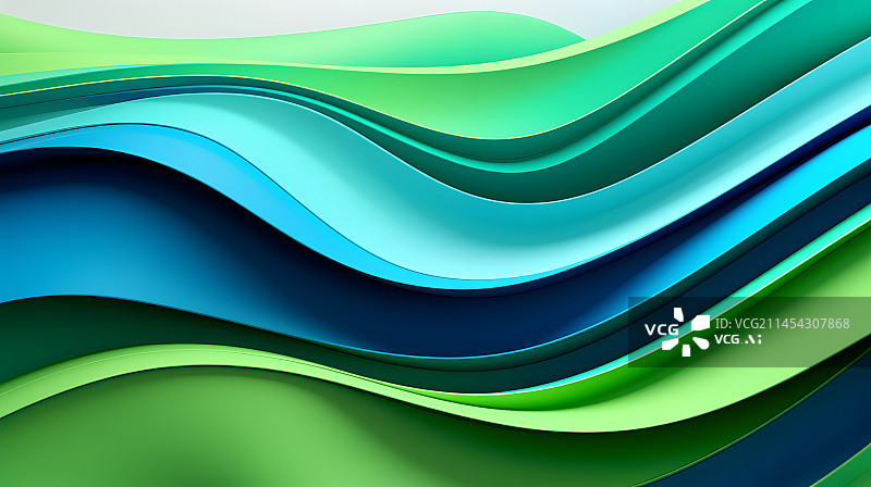 【AI数字艺术】数码蓝绿色立体几何抽象图形海报网页PPT背景图片素材