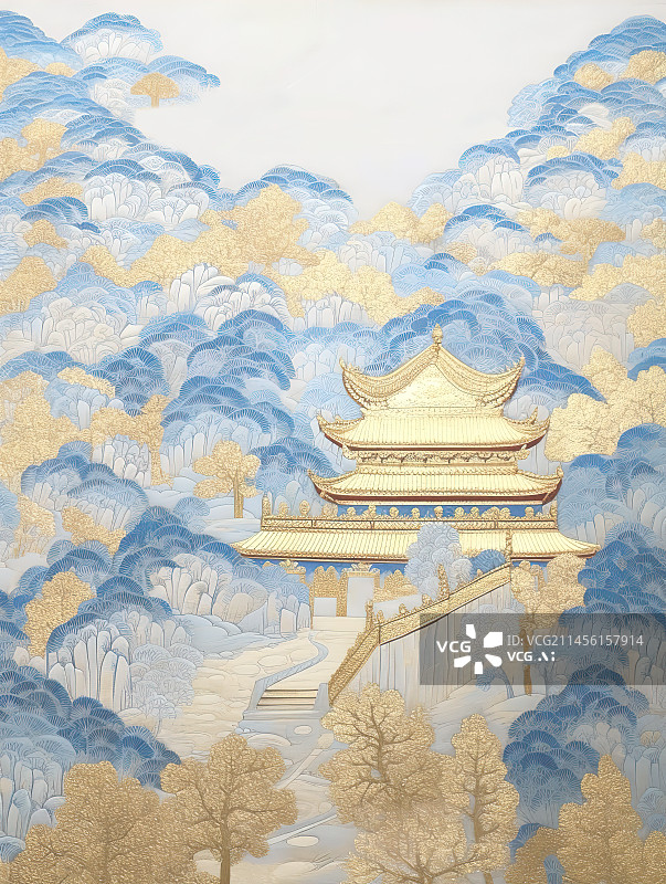 【AI数字艺术】国风艺术新中式山水插画装饰画图片素材