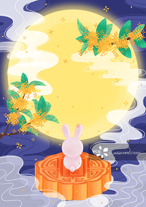 中秋节月亮兔子月饼图片素材
