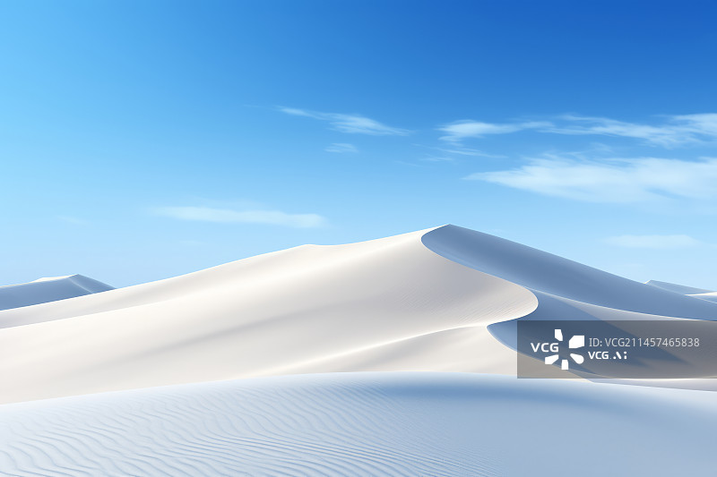 【AI数字艺术】白色沙漠沙丘与蓝色天空背景图片素材