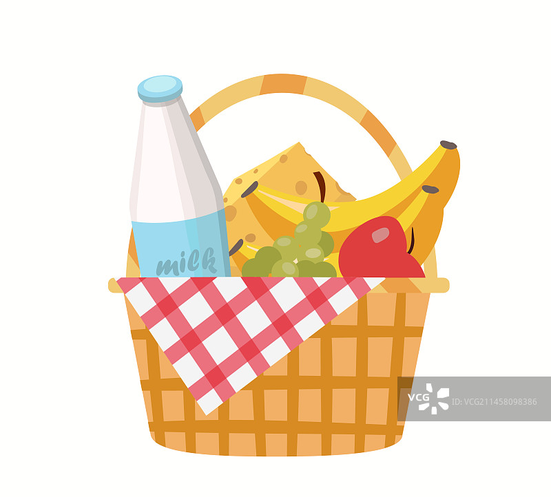 野餐的食物篮子概念图片素材