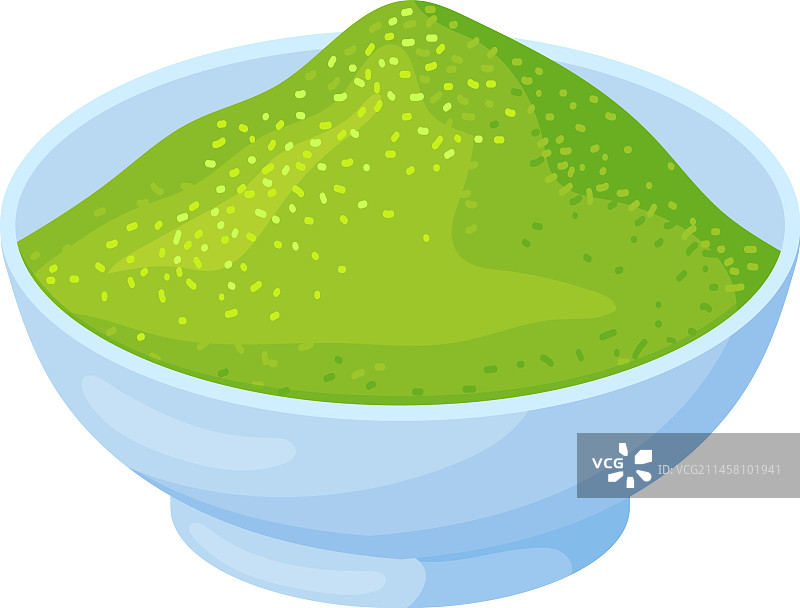 绿咖喱粉卡通香料碗图标图片素材