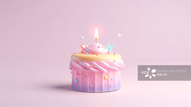 【AI数字艺术】生日蛋糕3D元素，庆祝周年纪念日概念插图图片素材