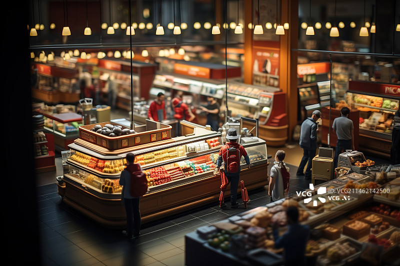 【AI数字艺术】人们在逛超市菜市场图片素材