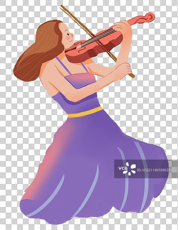 拉小提琴的女孩绘画图片素材