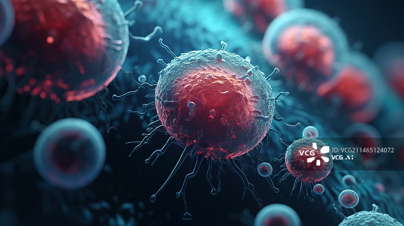 【AI数字艺术】彩色冠状病毒细菌医药科技背景图图片素材