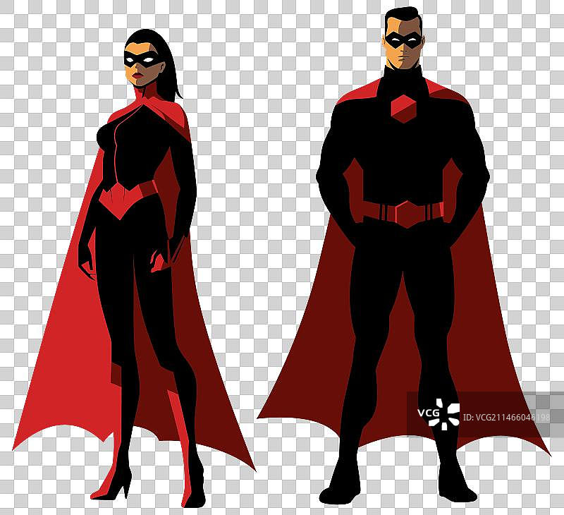 超级英雄夫妇平面设计孤立图片素材