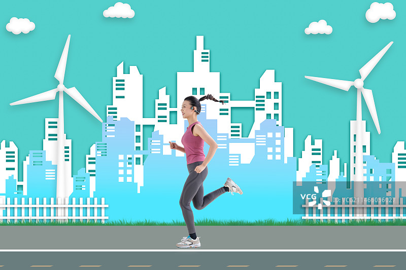 青年女人跑步健身图片素材