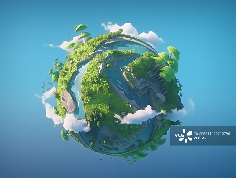 【AI数字艺术】绿色星球，环保题材图片素材