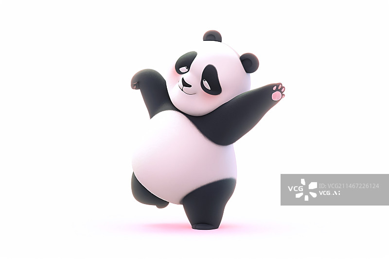 【AI数字艺术】一只熊猫在打太极拳3d插画图片素材
