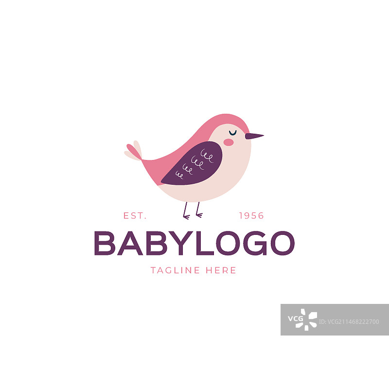 详细的婴儿标志模板与鸟图片素材