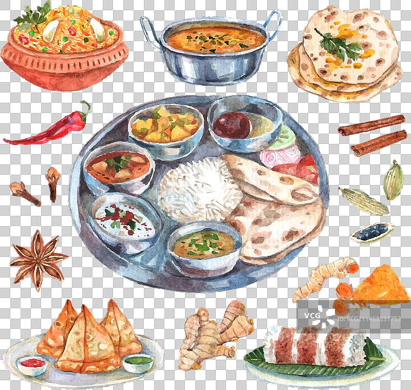 印度餐馆的食物成分组成图片素材