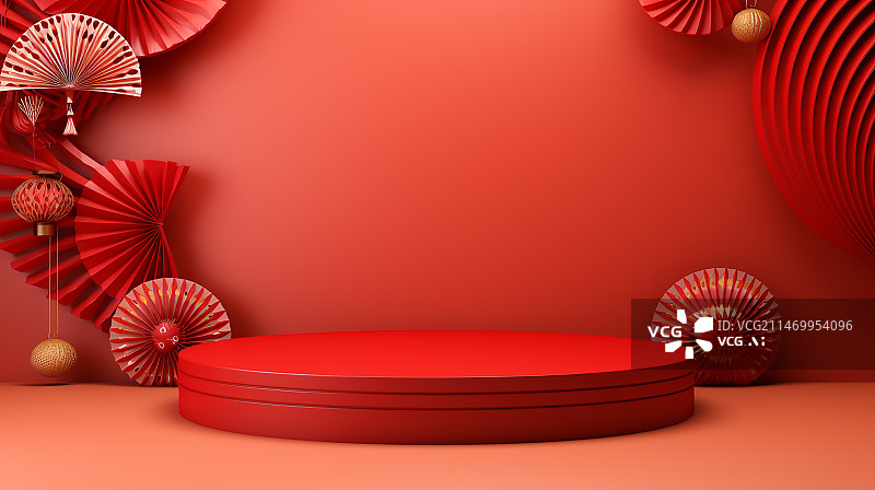 【AI数字艺术】新年红色喜庆节日背景图片素材