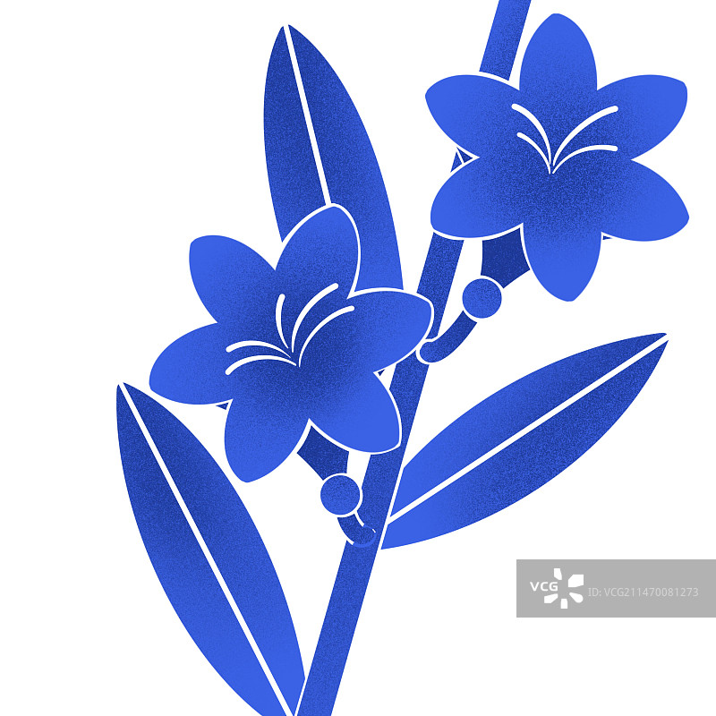 二十四节气对应花卉剪纸风蓝白插画图片素材