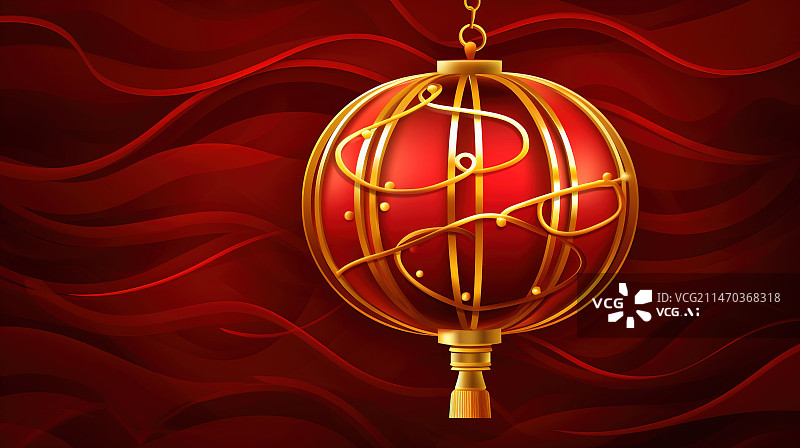 【AI数字艺术】红色中国灯笼-中国新年节日设计图片素材