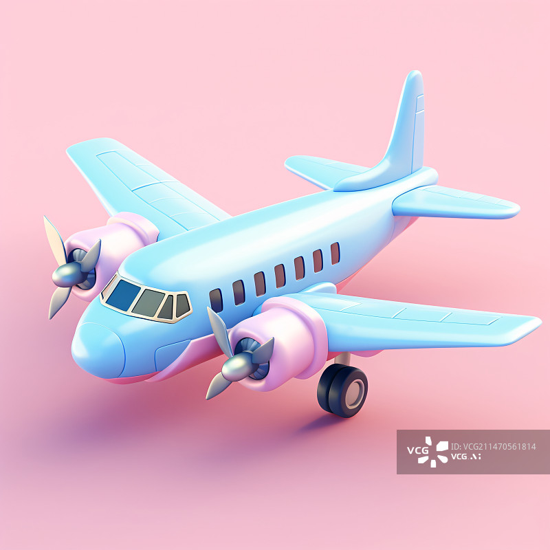 【AI数字艺术】3d卡通可爱飞机模型图片素材