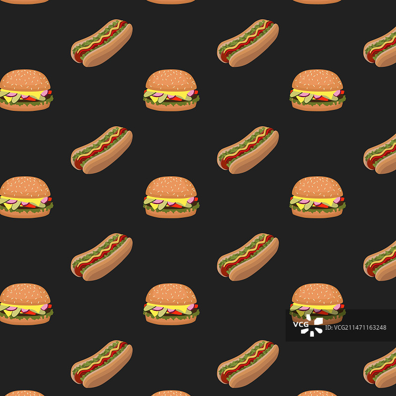 汉堡和热狗的无缝图案图片素材