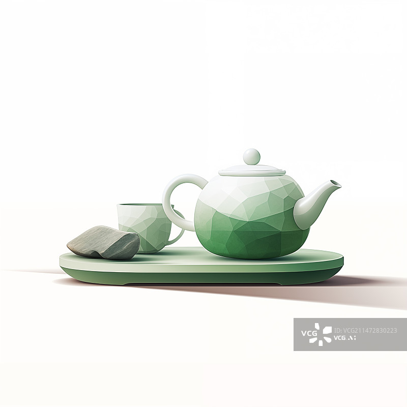 【AI数字艺术】时尚造型茶壶茶杯摆件艺术设计图片素材