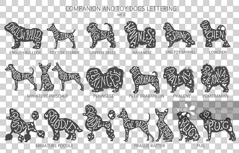 狗的品种轮廓与字母简单图片素材