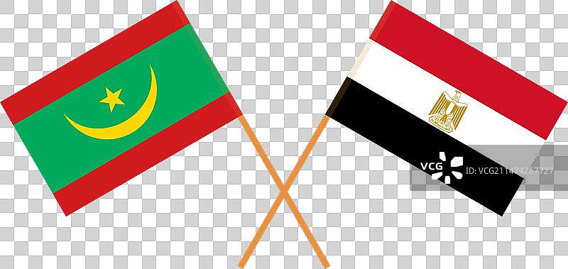 毛里塔尼亚和埃及官方国旗交叉图片素材