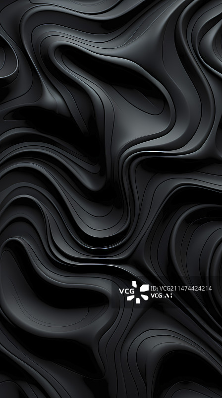 【AI数字艺术】数码黑色波浪曲线抽象图形海报背景图片素材