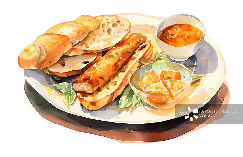 【AI数字艺术】面包早餐美食插画图片素材