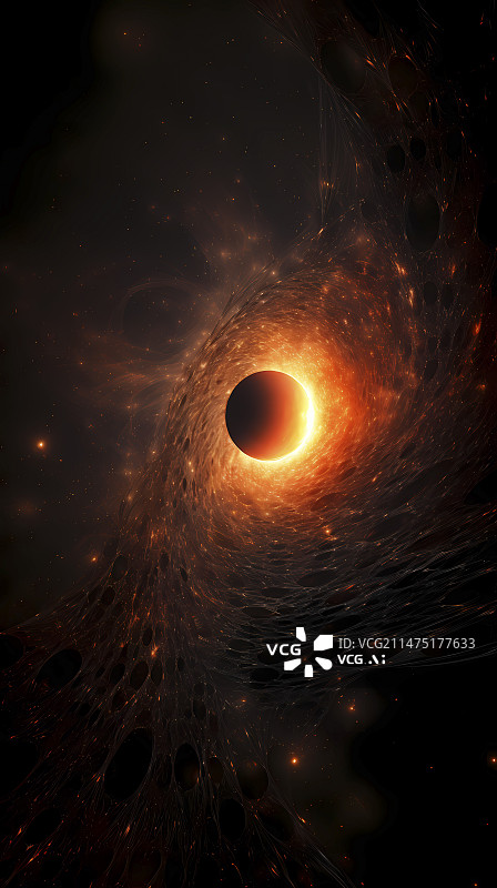 【AI数字艺术】数码宇宙黑洞场景抽象图形海报背景图片素材