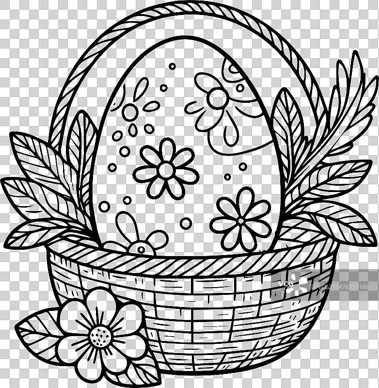 花和复活节彩蛋着色复活节彩蛋剪贴画图片素材