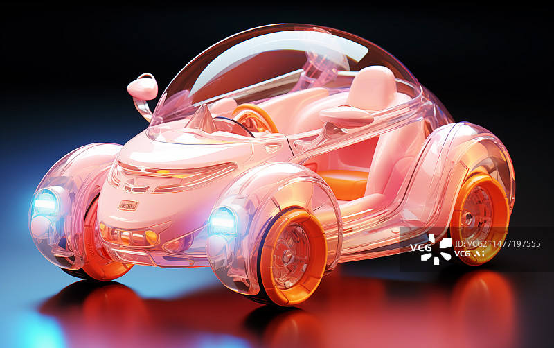 【AI数字艺术】桃色小汽车玩具模型图片素材