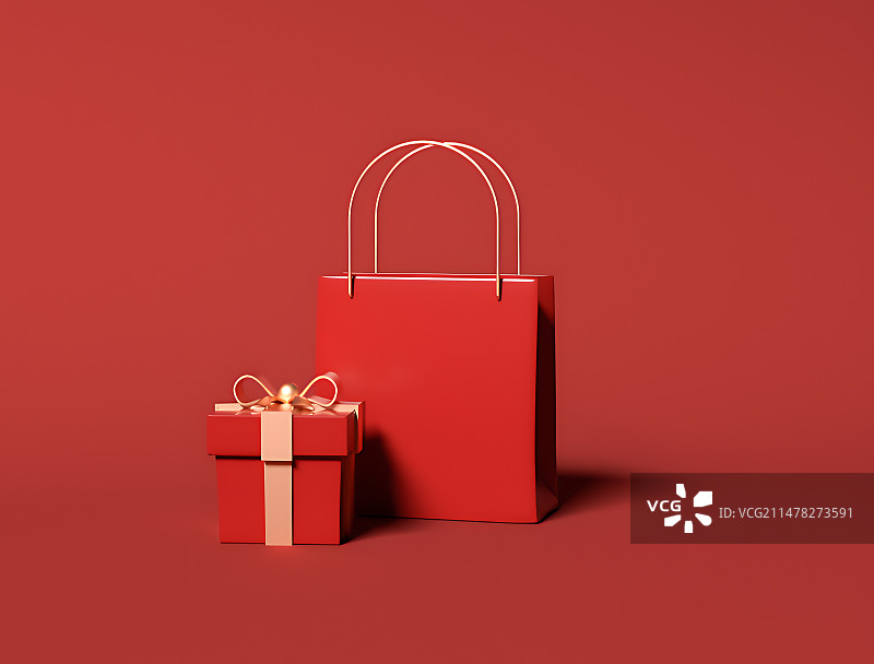 红色3D购物袋礼品图片素材