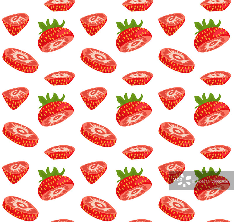 成熟的红草莓切成许多块图片素材