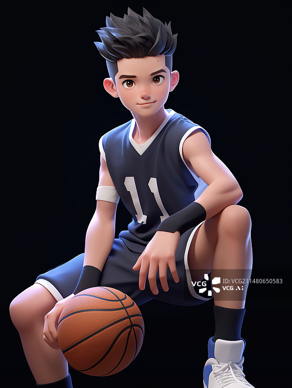 【AI数字艺术】篮球少年3D插画图片素材